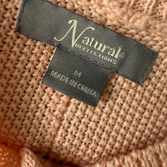 Natural Reflections Women’s Peach pink  Knit Sweater 1/4 Button Up Size Medium - Picture 6 of 9